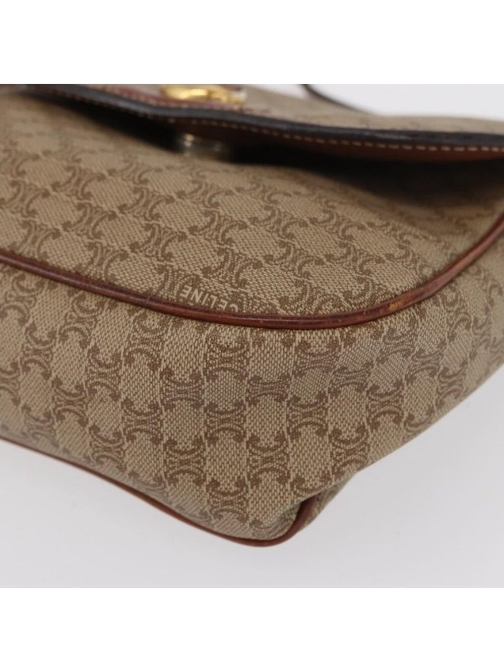 Authentic CELINE Macadam Canvas Shoulder Bag PVC Beige Gold - Picture 7 of 16